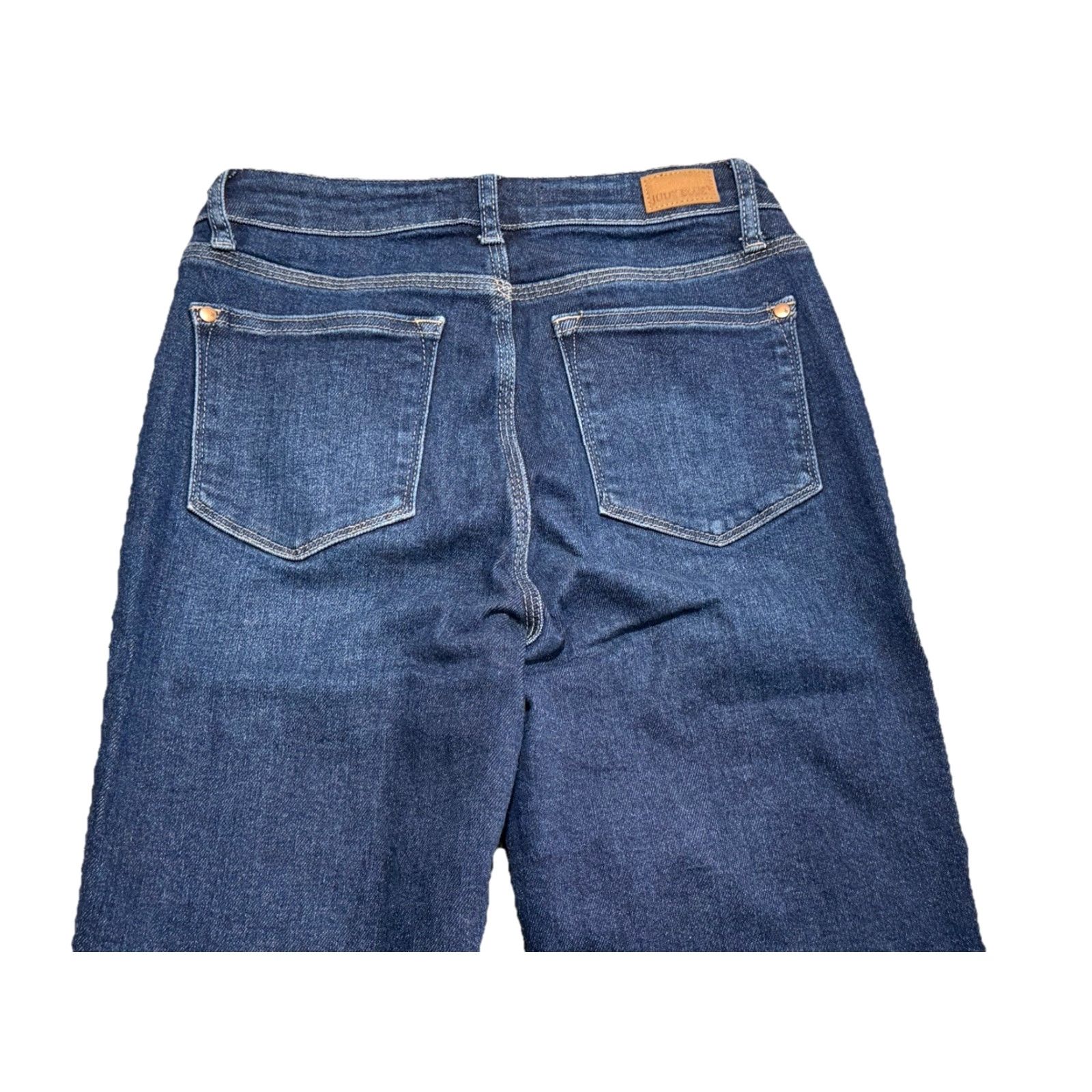 Vintage Judy Blue Jeans Womens Cropped Straight High Rise Stretch Raw Hem 5/27 Blue Denim Button Zip 27 in Waist 25 in Inseam 5-Pocket Size 27" / US 4 / IT 40 - 6 Thumbnail