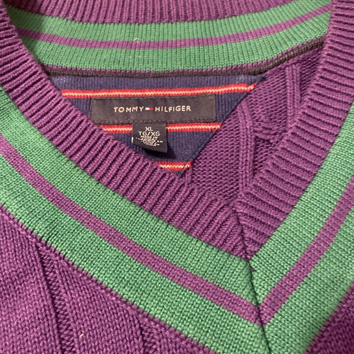 Tommy Hilfiger purple with green tommy hilfiger sweater Size US XL / EU 56 / 4 - 2 Thumbnail