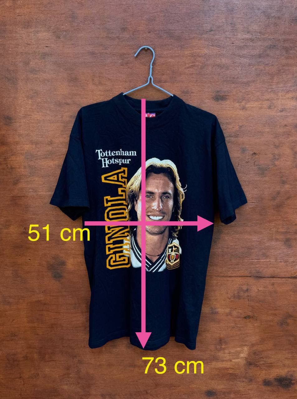 Vintage Tottenham Hotspurs 1996 GINOLA Shirt Merchandise Tee sz L Size US L / EU 52-54 / 3 - 5 Thumbnail