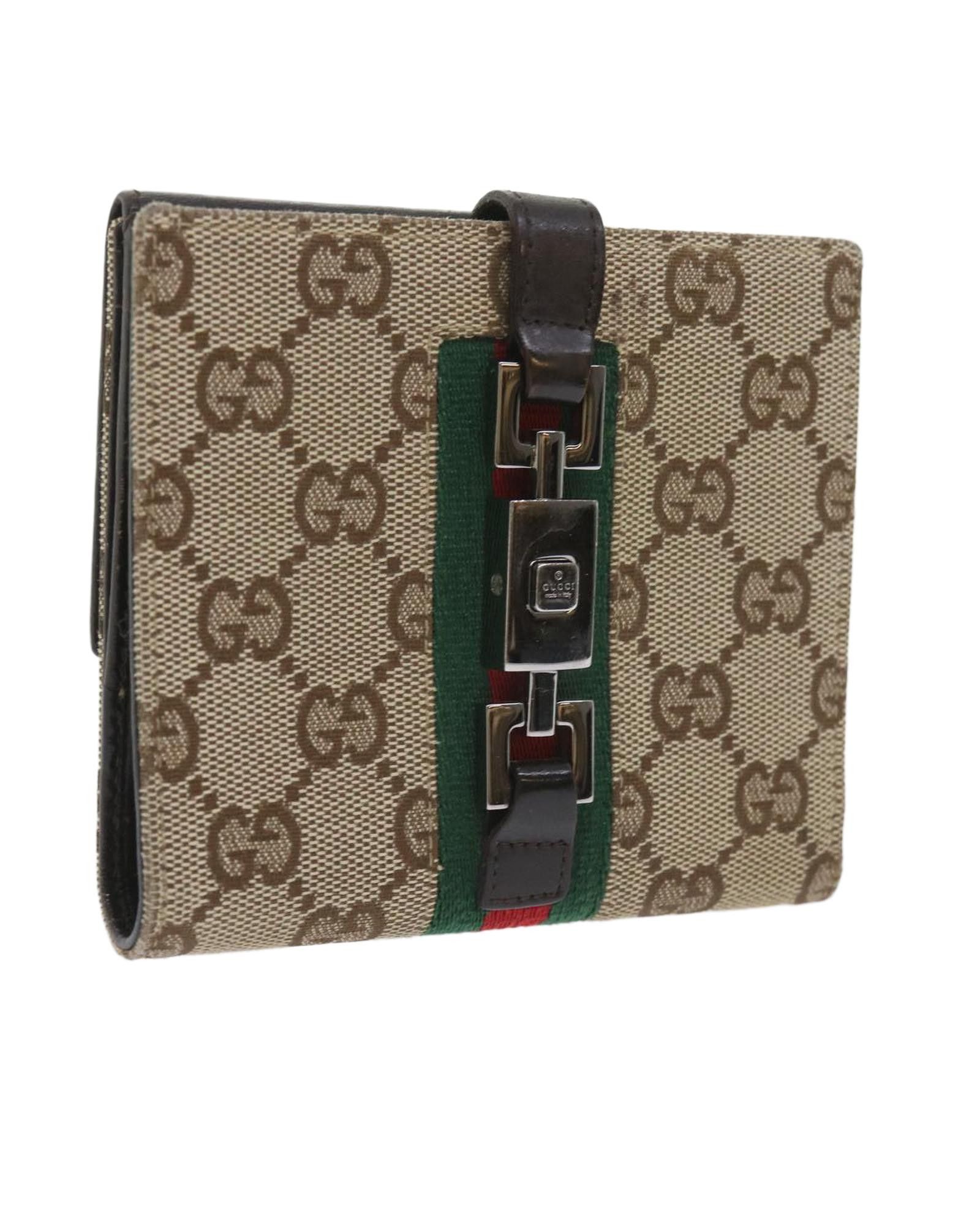 image of Gucci Canvas Jackie Web Sherry Line Wallet in Beige, Women's
