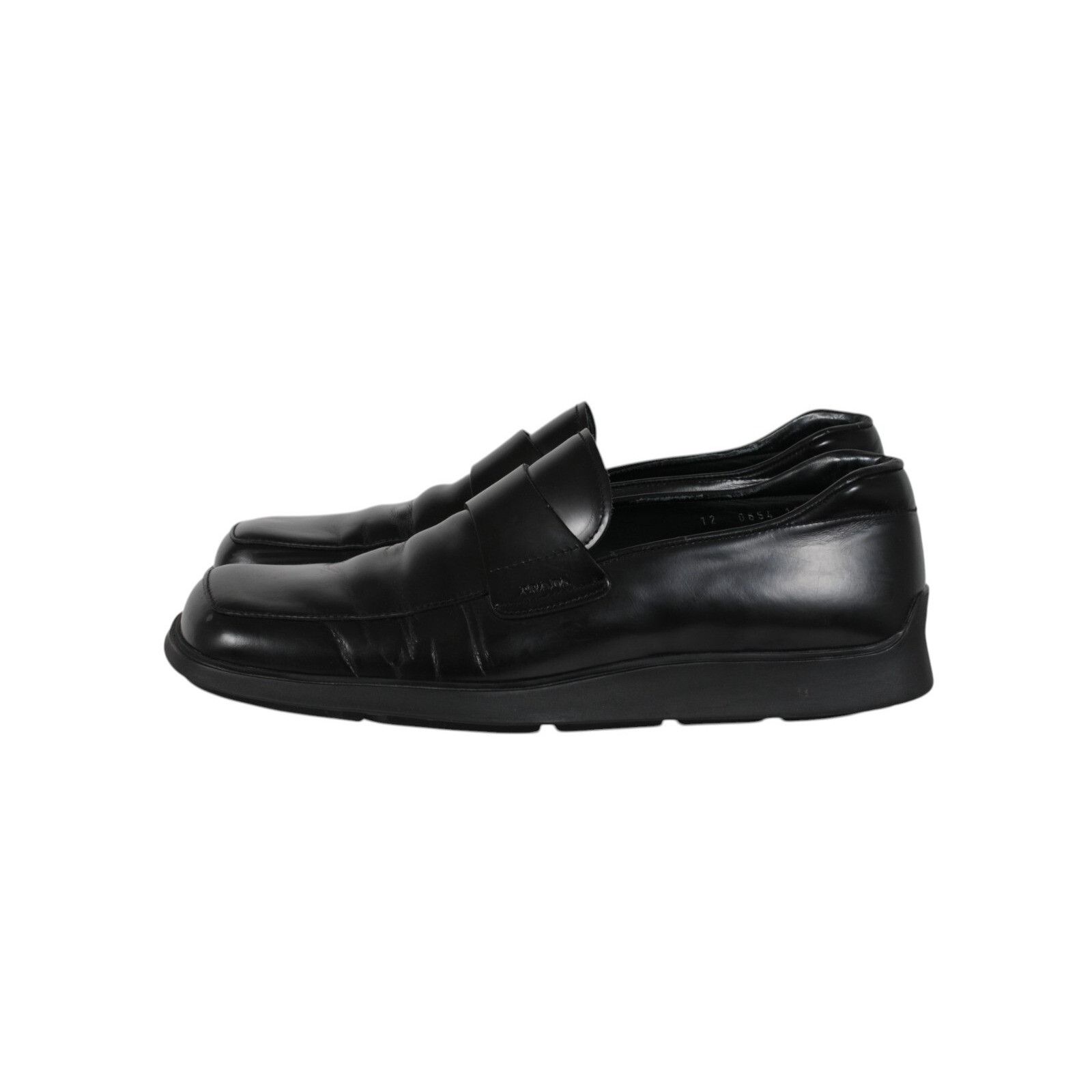 Prada Vtg 2000s Square Toe Loafers Black Leather - 02549 Size US 11 / EU 44 - 4 Thumbnail