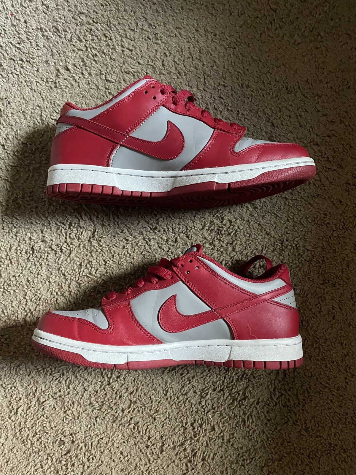 Nike Nike Dunk Low Medium Grey/Varsity Red-White Size 7 Women Size US 7 / IT 37 - 1 Thumbnail