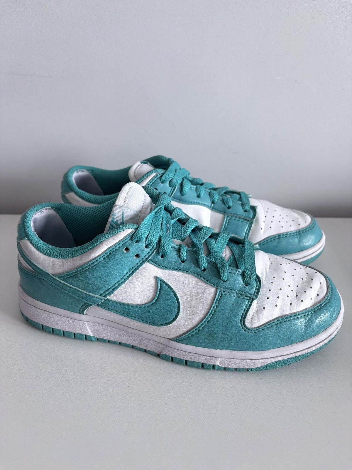 Nike Nike Dunk Low white turquoise leather sneakers size 38.5 Size US 8.5 / IT 38.5 - 3 Thumbnail