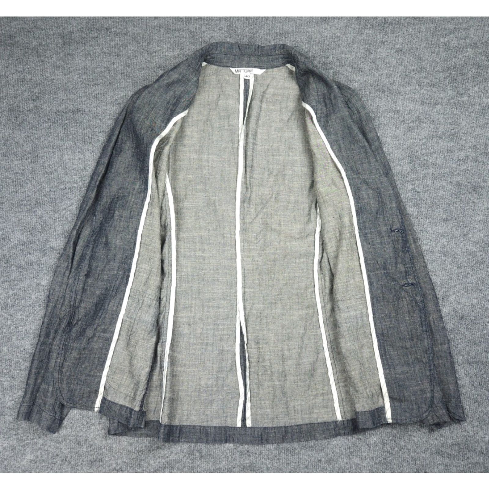 Mr Turk MR TURK Blazer Jacket Mens 40 Gray Lyocell Linen Blend 2 Button Chore Pockets Jacket Blazer Chore Pockets Mens 40 Gray Size 40R - 5 Thumbnail