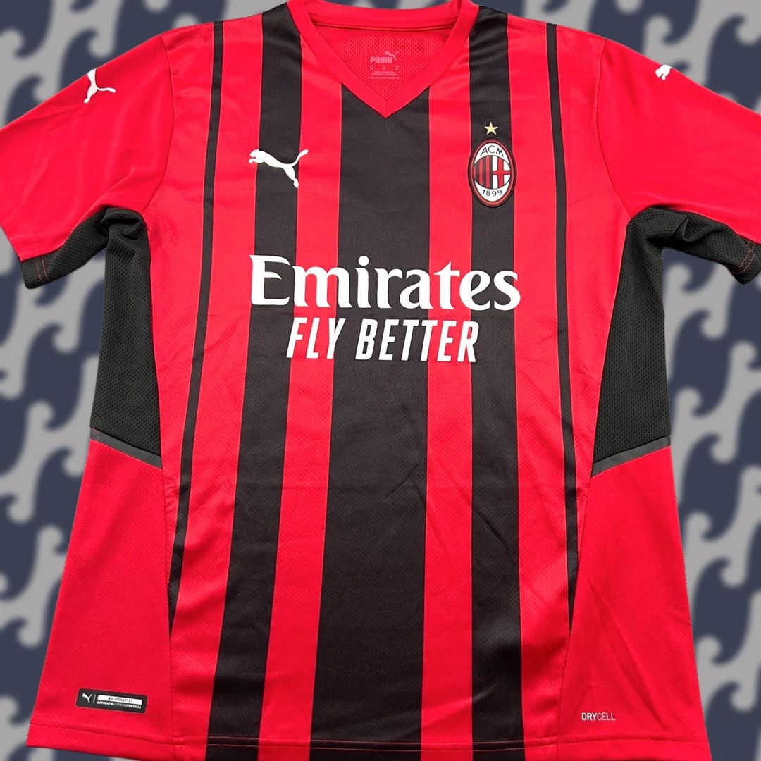Puma PUMA AC Milan 2021 2022 Home Football Jersey Shirt Medium Multicolor Short Sleeve Crew Neck Mens Soccer Shirt Size US M / EU 48-50 / 2 - 1 Thumbnail