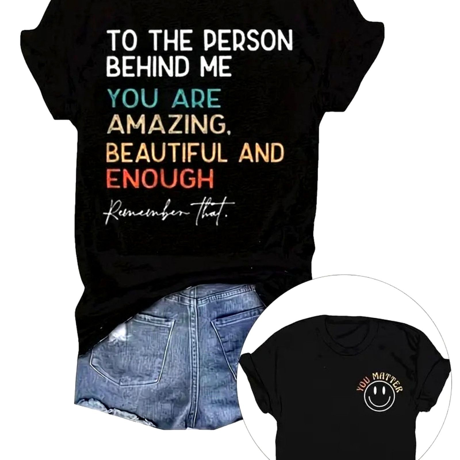 Other You Matter T-Shirt w/Message on Back - Happy Faces 8/10 Size L / US 10 / IT 46 - 5 Thumbnail