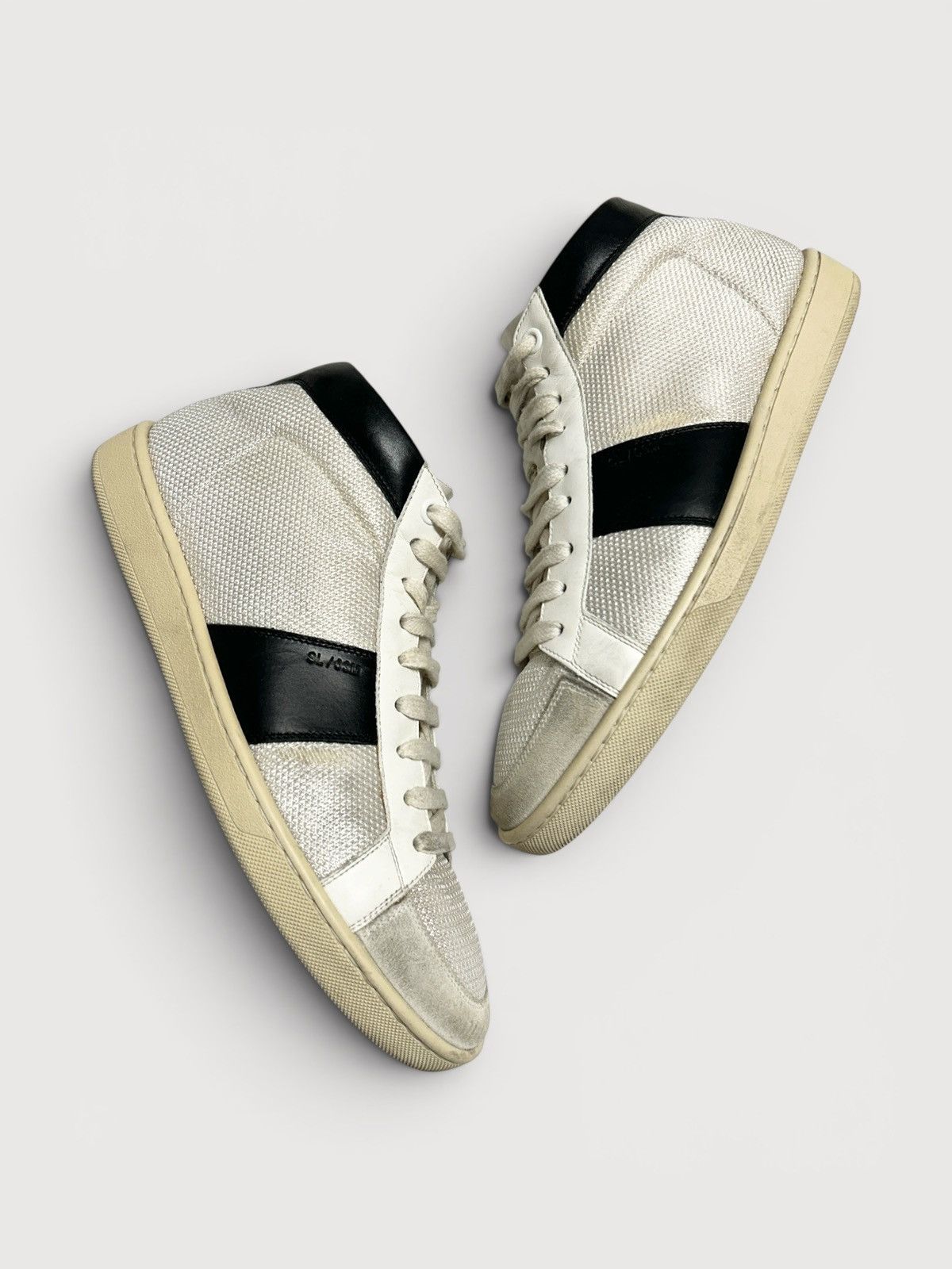 Saint Laurent Paris FW2013 SL/03M Leather-Trimmed Mid-Top Sneakers Size US 7 / EU 40 - 4 Thumbnail