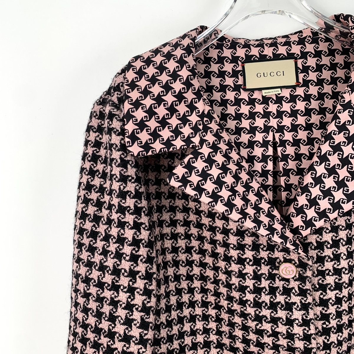 Gucci Gucci Pink Wool Chambray Lapel Single Breasted Jacket Size L / US 10 / IT 46 - 3 Thumbnail