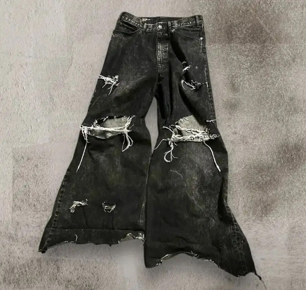 Japanese Brand × Vintage Ripped baggy jeans Size US 36 / EU 52 - 1 Thumbnail