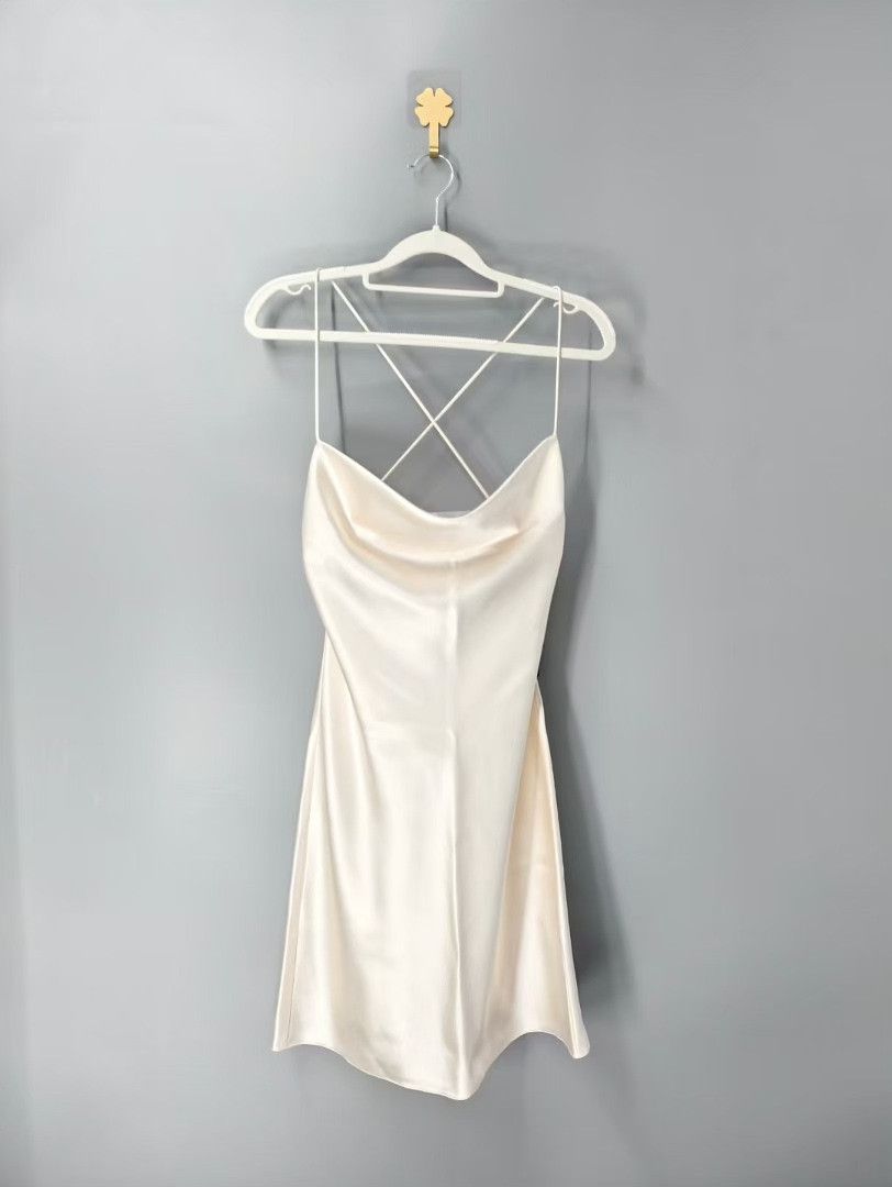 Saint Laurent Paris Saint Laurent Cream Crisscross Back Slip Dress Size XS / US 0-2 / IT 36-38 - 1 Thumbnail