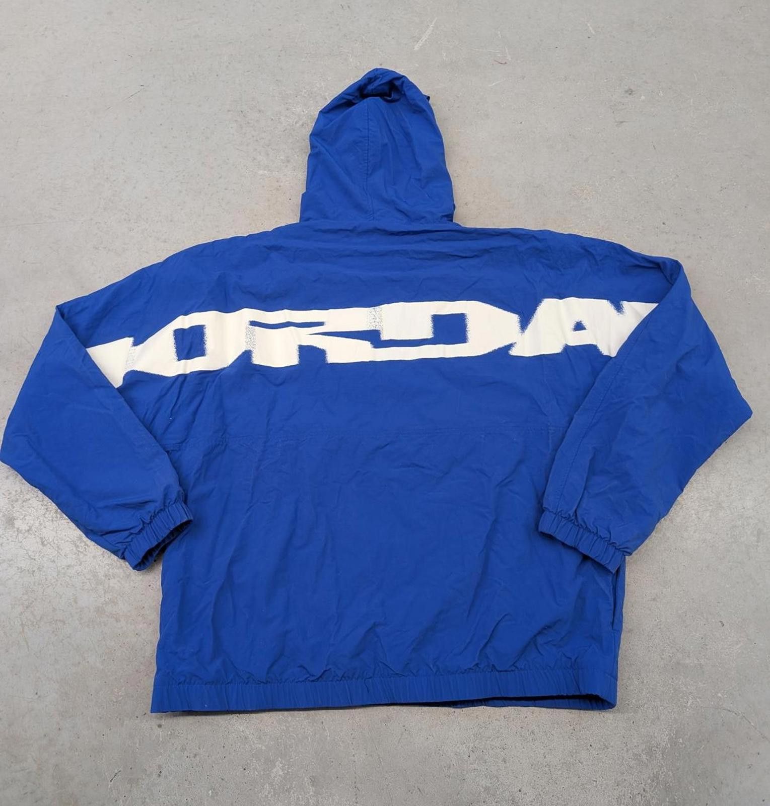 Nike Nike Air Jordan MVP Back Spell Out Blue Anorak Jacket Size US XL / EU 56 / 4 - 2 Thumbnail
