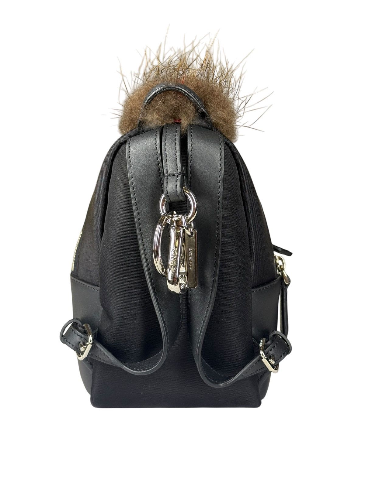 Fendi Bag Bugs Backpack Charm with Mink/Beaver Fur in Black