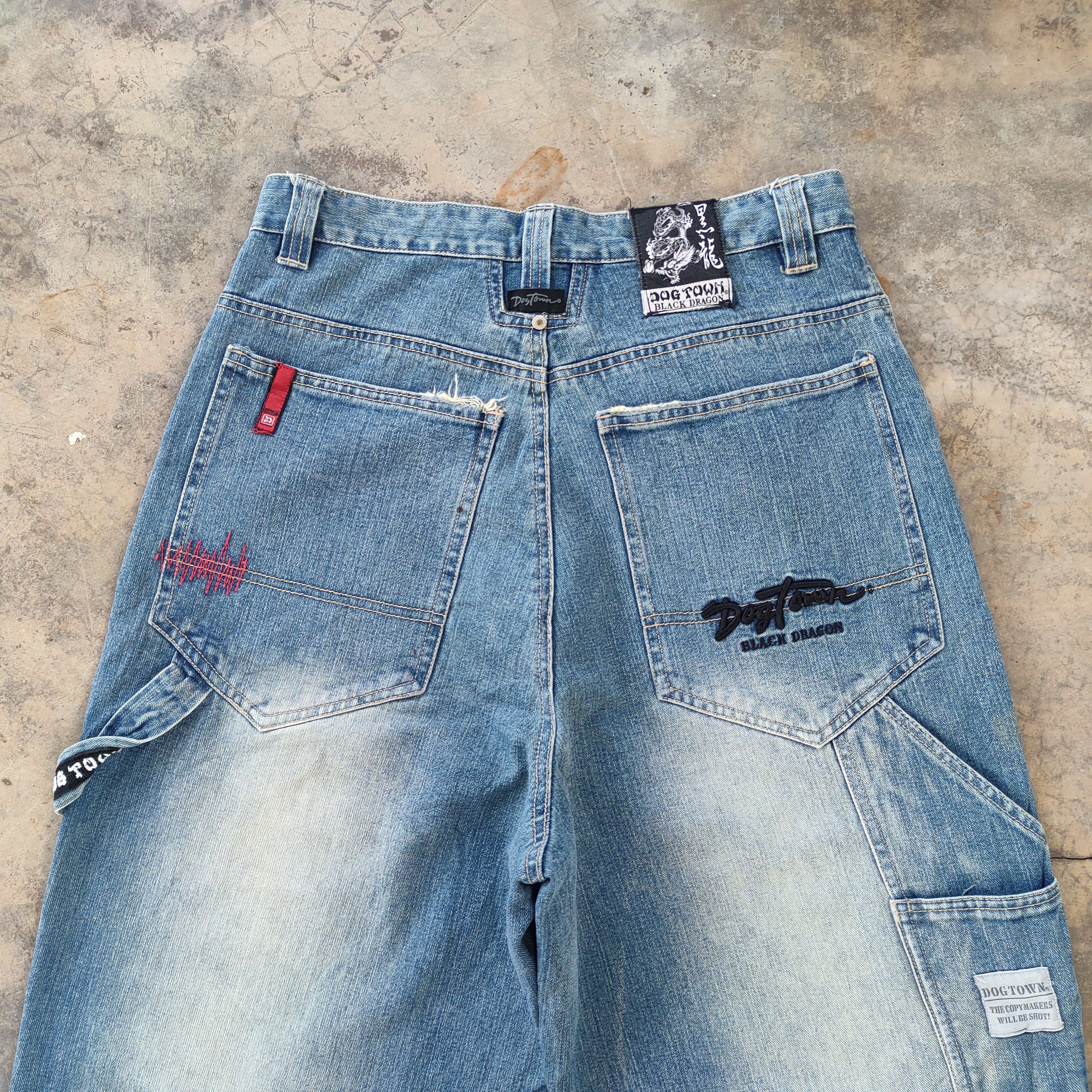 Vision Streetwear # VINTAGE BLACK EMBROIDERED DRAGON FADED JEANS PANTS Size US 32 / EU 48 - 9 Thumbnail