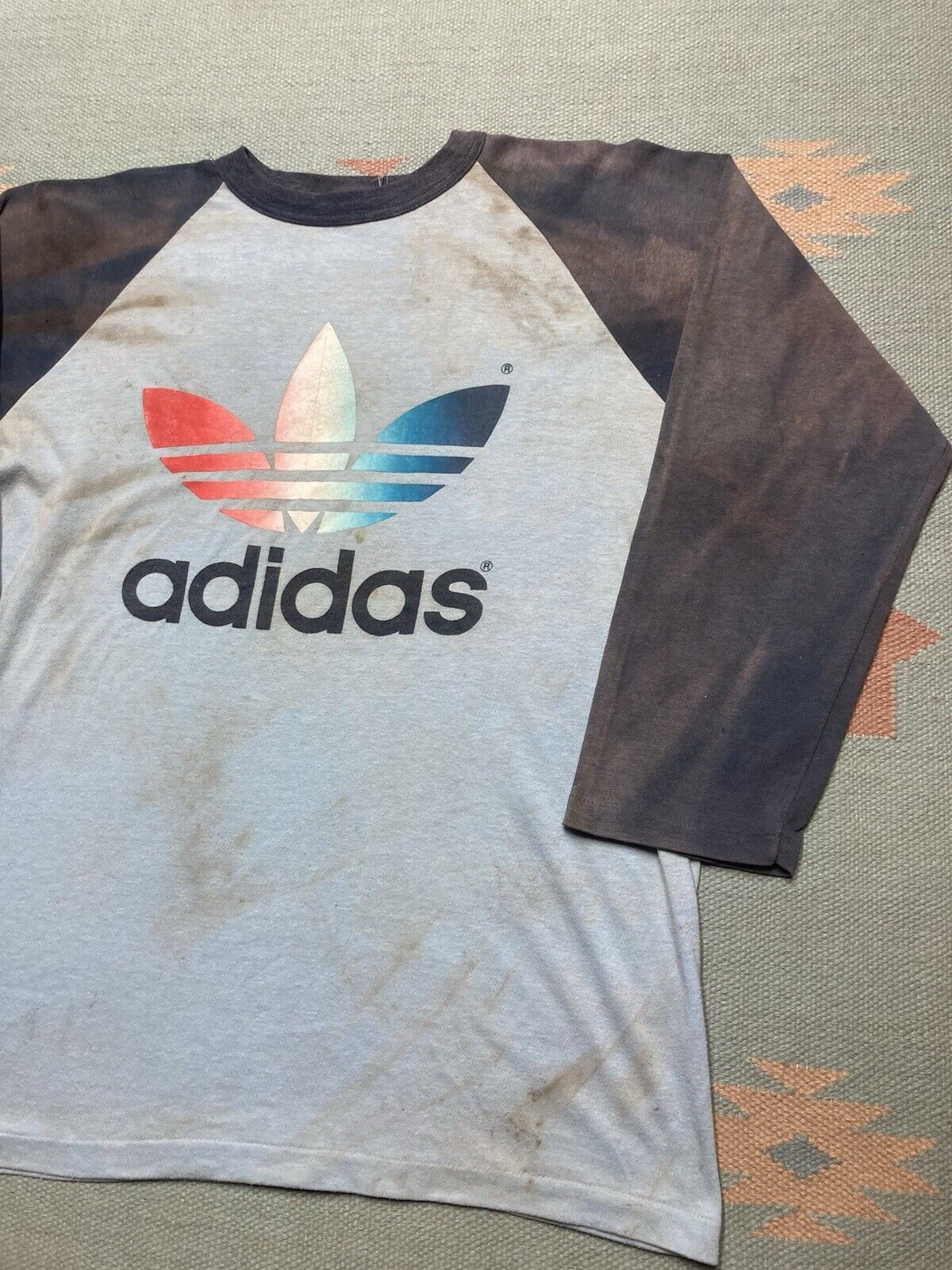 Adidas × Vintage 80s graphic t shirt adidas trefoil rainbow raglan fade large Size US L / EU 52-54 / 3 - 2 Thumbnail