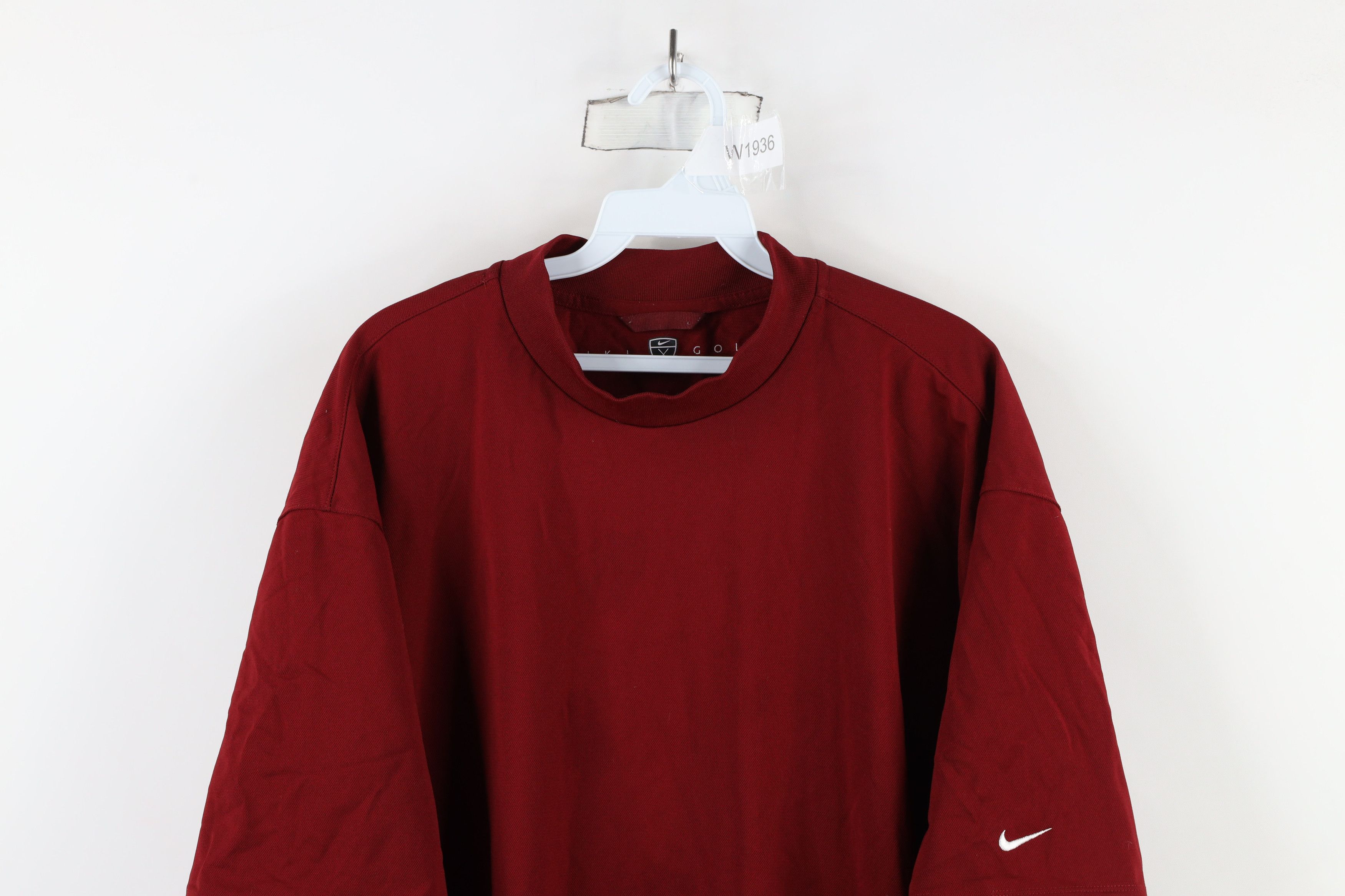 Nike × Vintage Vintage Nike Golf Scott Mini Swoosh Mock Neck T-Shirt Red Size US XXL / EU 58 / 5 - 2 Thumbnail