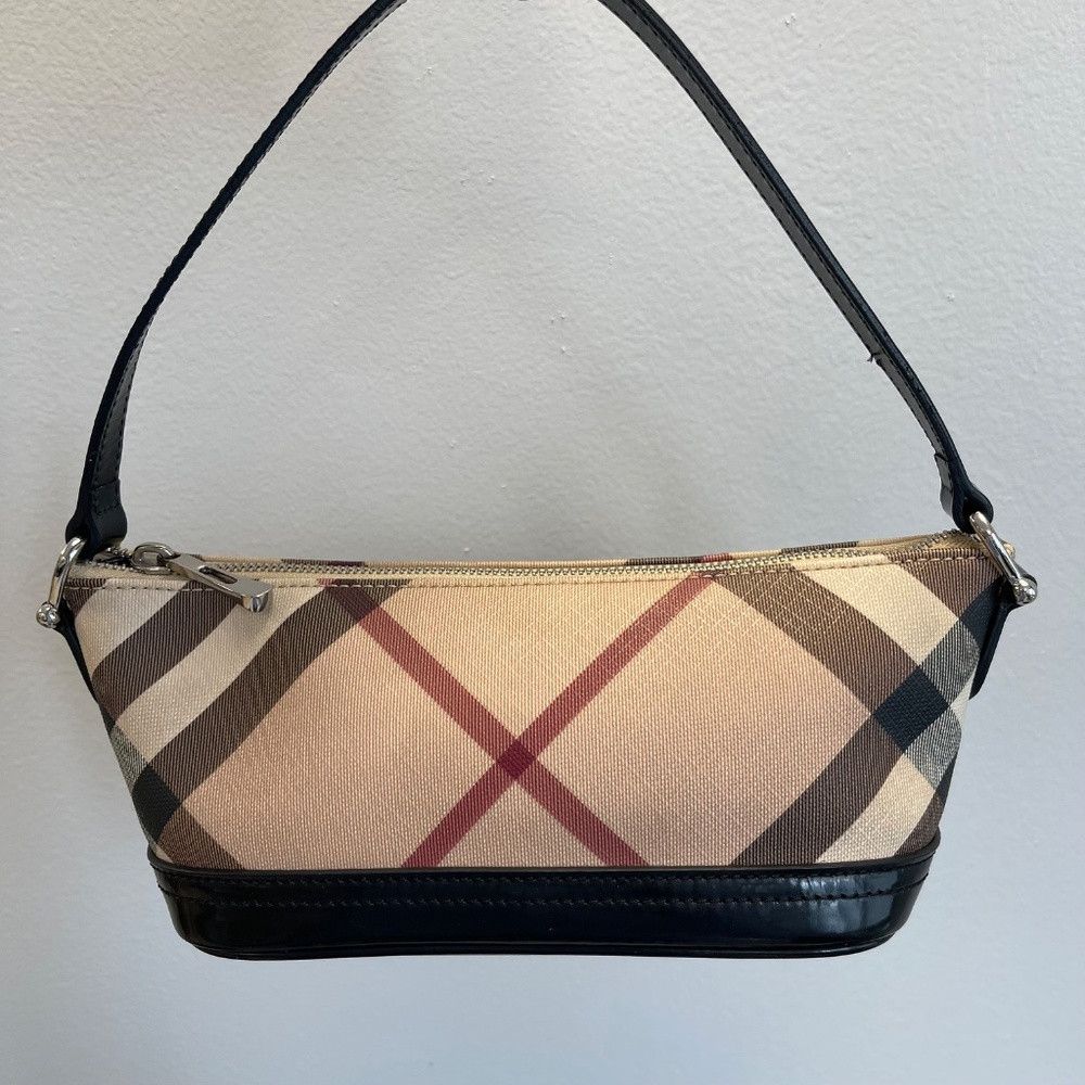 Burberry Super Nova Check Top Handle Shoulder Bag Pochette in Beige, Women's