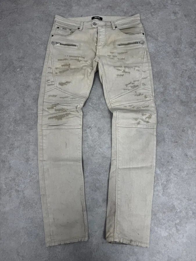 Just Cavalli AW2016 Cavalli Beige Slim Distressed Pants Size US 32 / EU 48 - 1 Thumbnail