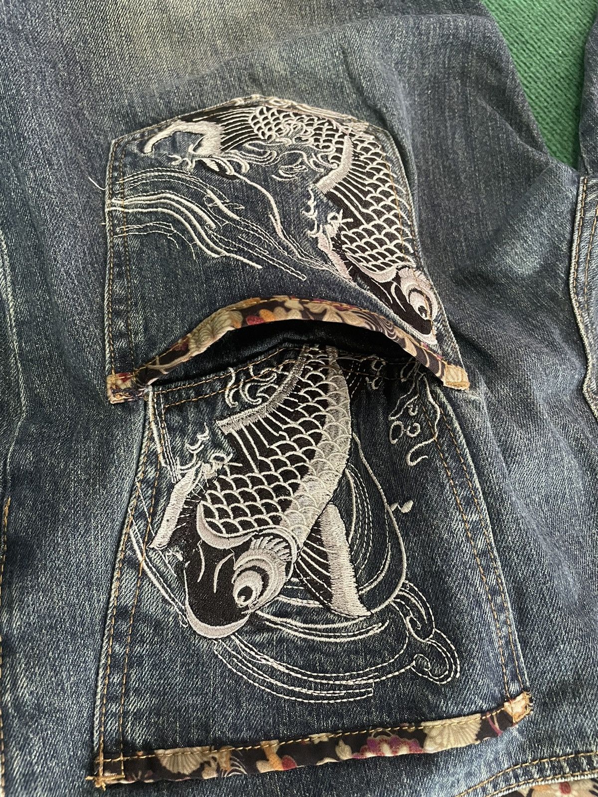 Japanese Brand Rare Japanese Jeans With Embroidery Fish Motifs Size US 38 / EU 54 - 9 Thumbnail