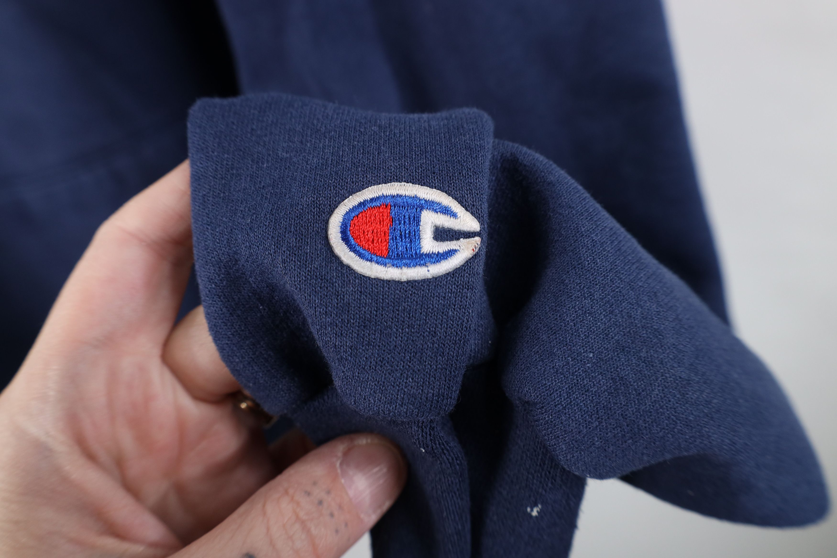 Champion Vintage 90s Champion Spell Out Hoodie Sweatshirt Navy Blue Size US XXL / EU 58 / 5 - 9 Thumbnail