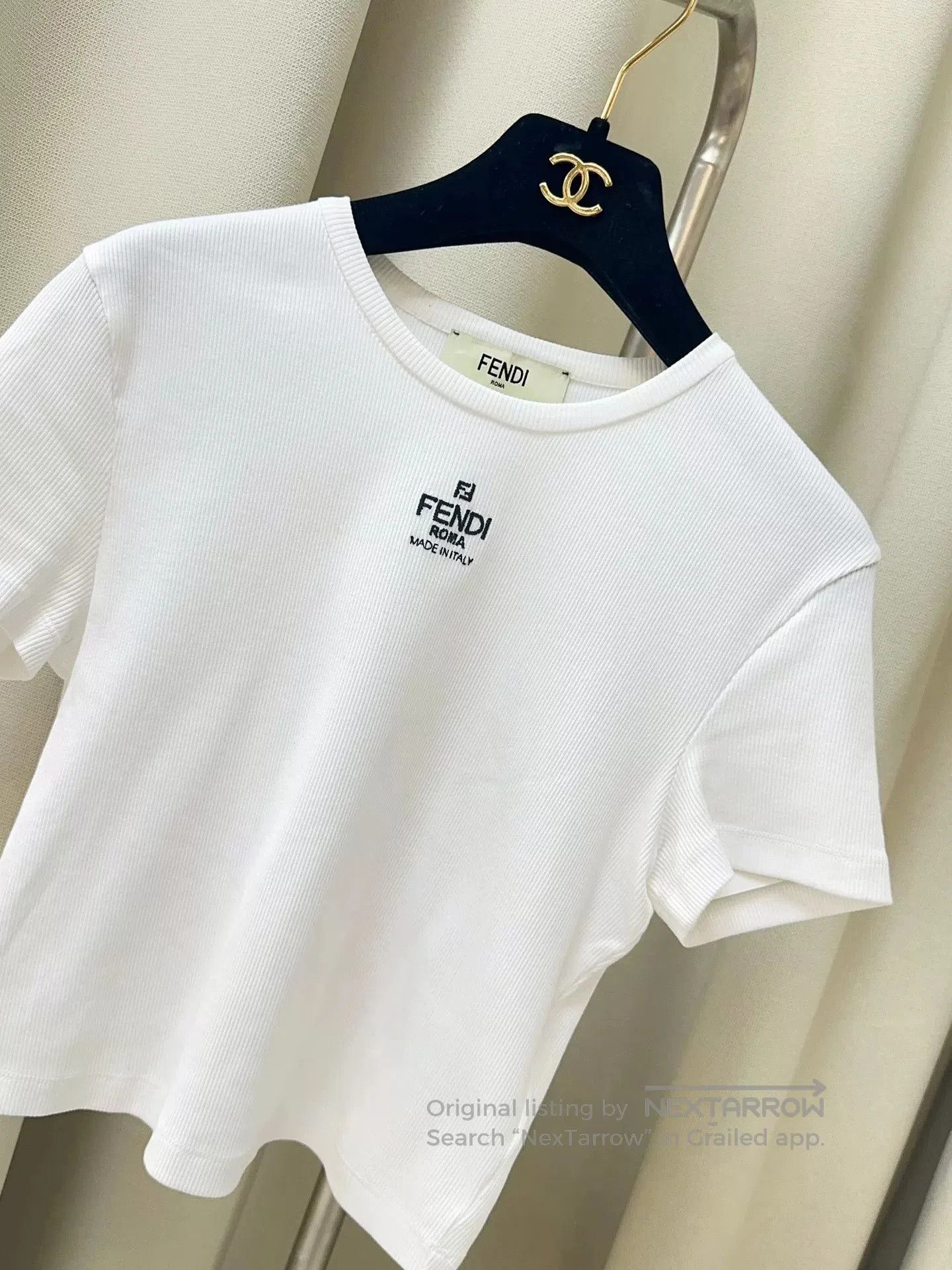 Fendi Fendi White Short Sleeve Knit Top. Size US M / EU 48-50 / 2 - 2 Thumbnail