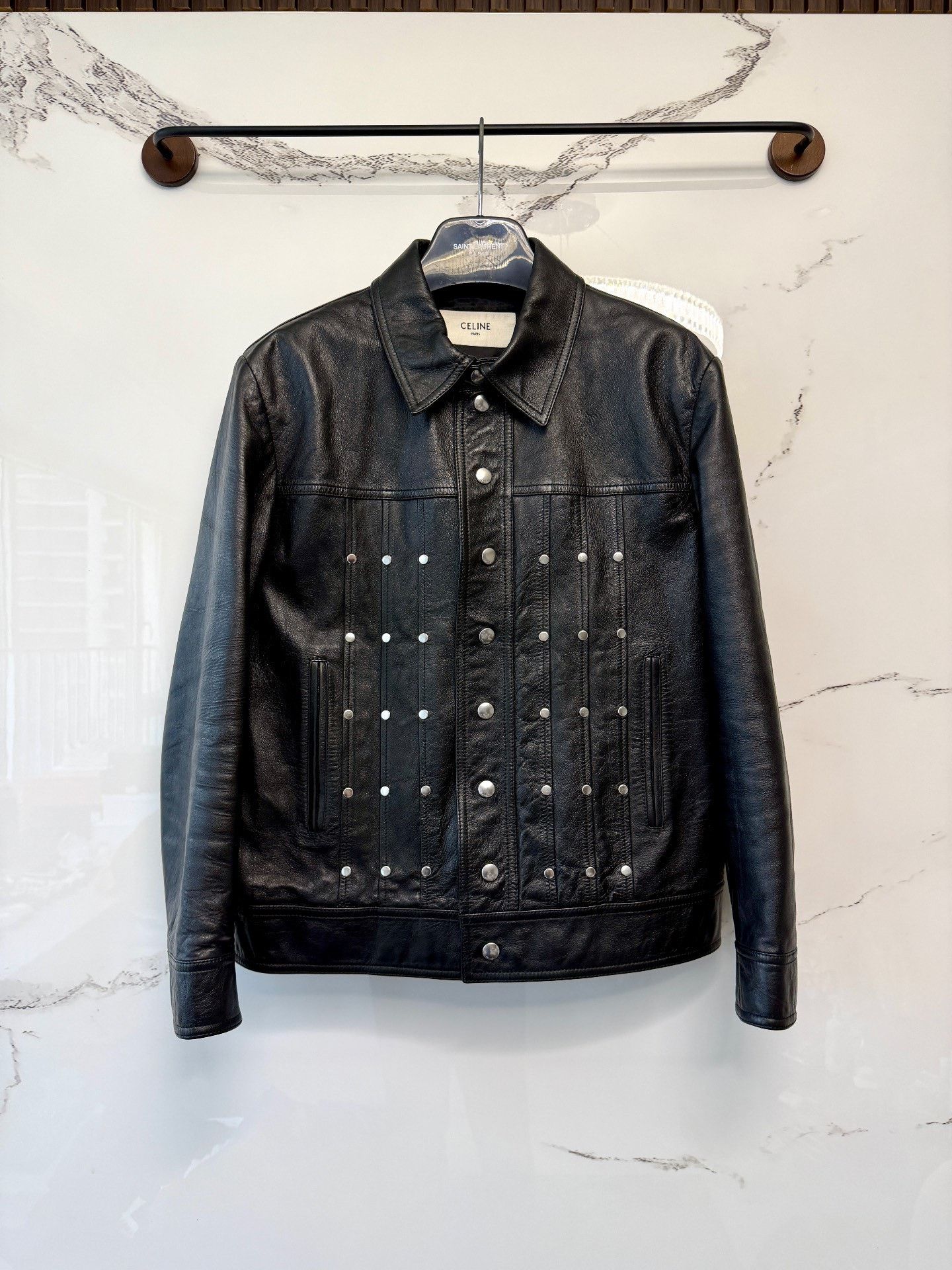 Celine celine black studded leather jacket Size US M / EU 48-50 / 2 - 1 Thumbnail