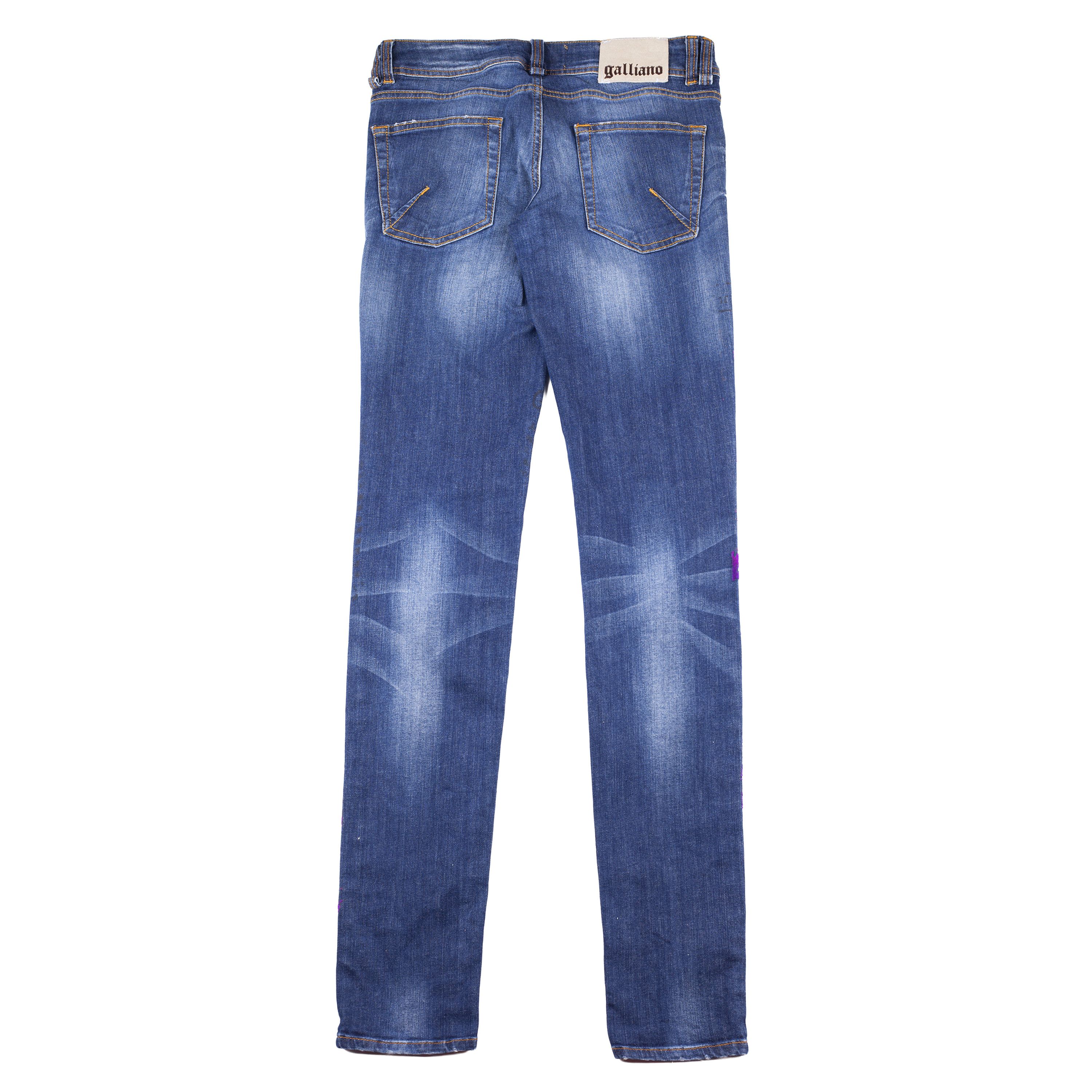 John Galliano John Galliano Gazette Newspaper Purple Splash Jeans Size 27" / US 4 / IT 40 - 2 Thumbnail