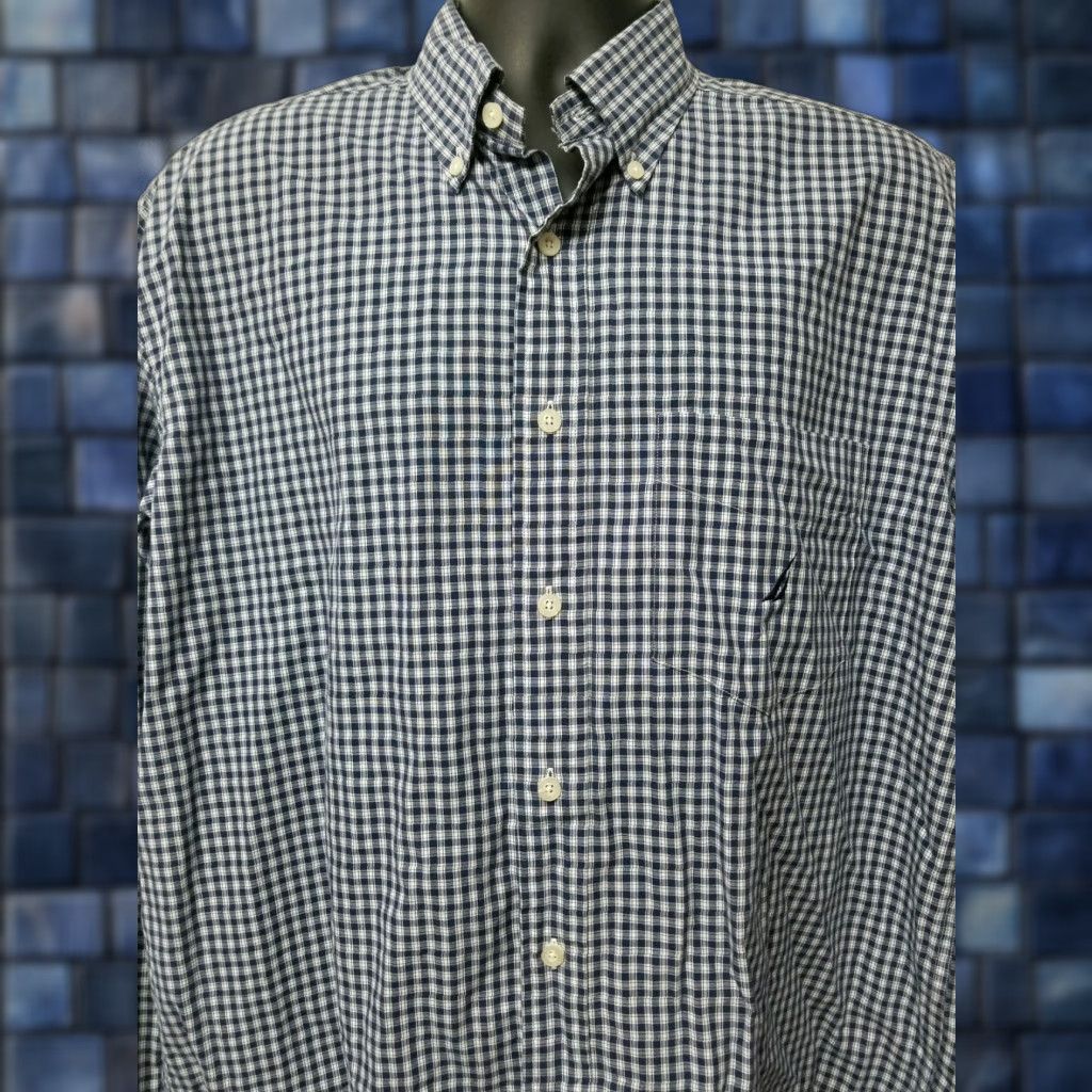 Nautica Nautica Shirt Mens Blue/White Plaid Button Front Long Sleeve L Size US L / EU 52-54 / 3 - 1 Thumbnail