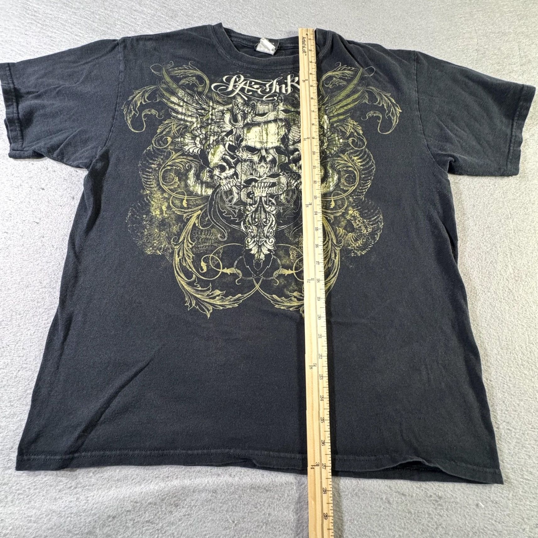 Vintage LA Ink Men's T-Shirt Large Black Graphic Tattoo Skull Snake Edgy Rock Casual Size US L / EU 52-54 / 3 - 7 Thumbnail