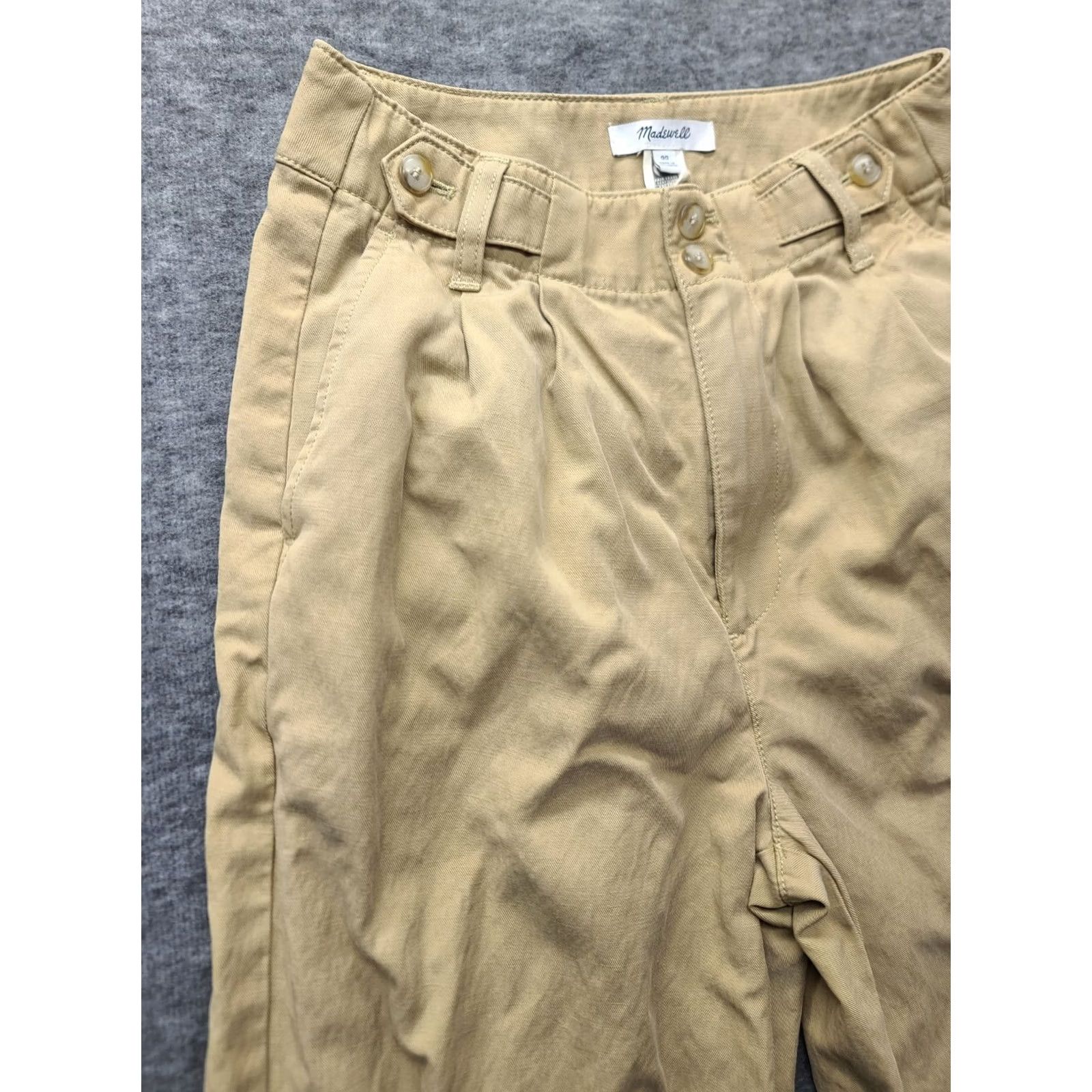 Madewell Madewell Pants Womens 00 24x29 Harlow Regular Fit Wide Leg High Rise Linen Cotton Twill Beige Size 24" / US 00 / IT 34 - 7 Thumbnail