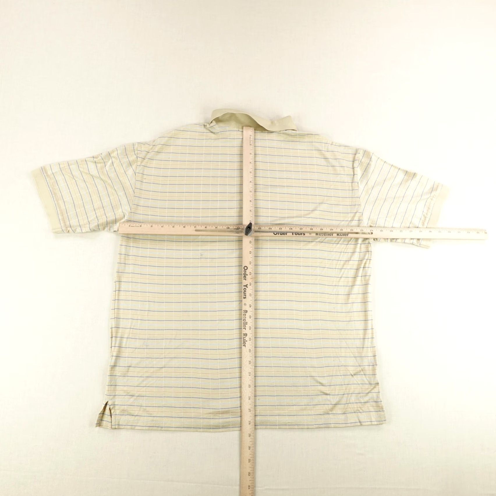 BUGATCHI Vintage Bugatchi Uomo Polo Shirt Mens Large Tan Plaid Performance Golf Cotton Size US L / EU 52-54 / 3 - 5 Thumbnail