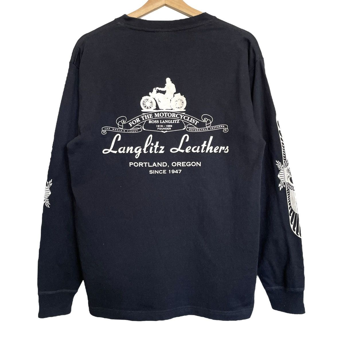 Vintage Langlitz Leathers USA Founder Longsleeve Motorcycle Tee Size US M / EU 48-50 / 2 - 1 Thumbnail
