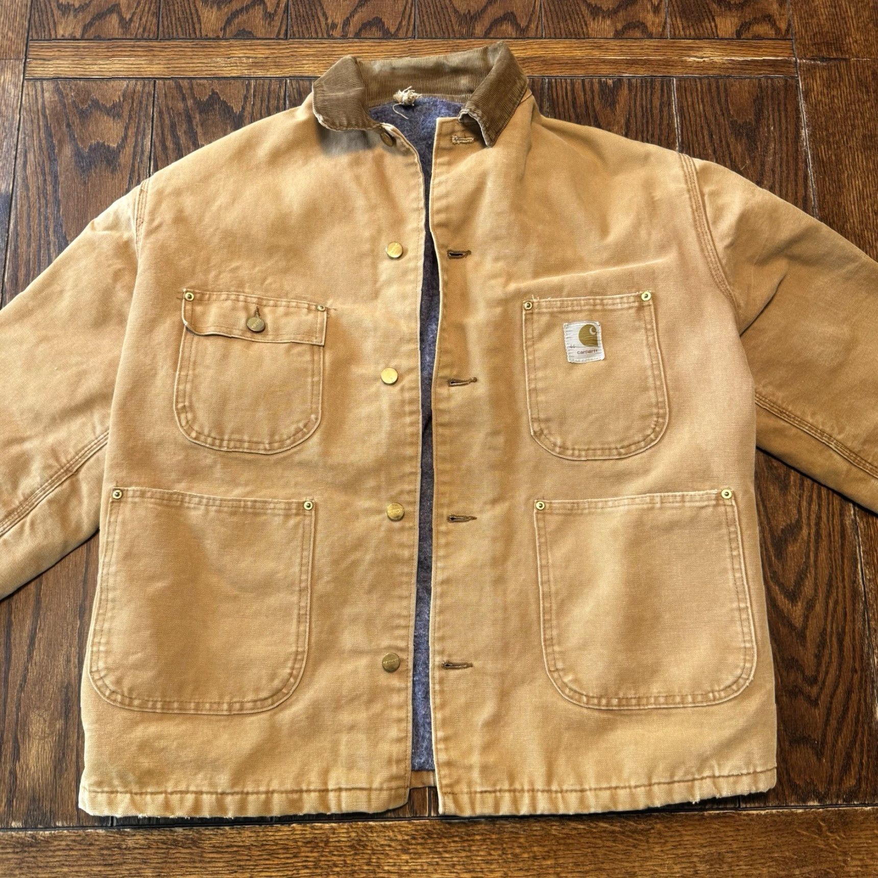 Carhartt VINTAGE Carhartt Canvas Work Jacket 44 Brown Blanket Lined 80s 70s Men Regular Size 44 Jacket Size US S / EU 44-46 / 1 - 2 Thumbnail