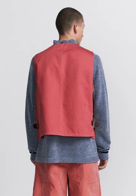 o1w1db10725 493C Cotton Blend Stain Vest in Red Outerwear