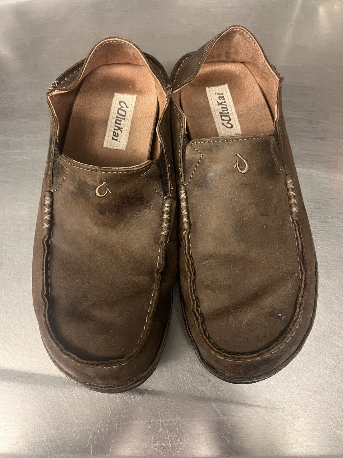 Olukai OluKai Moloa Men 9.5 Toffee Brown Leather Casual Slip Ons Size US 9.5 / EU 42-43 - 1 Thumbnail
