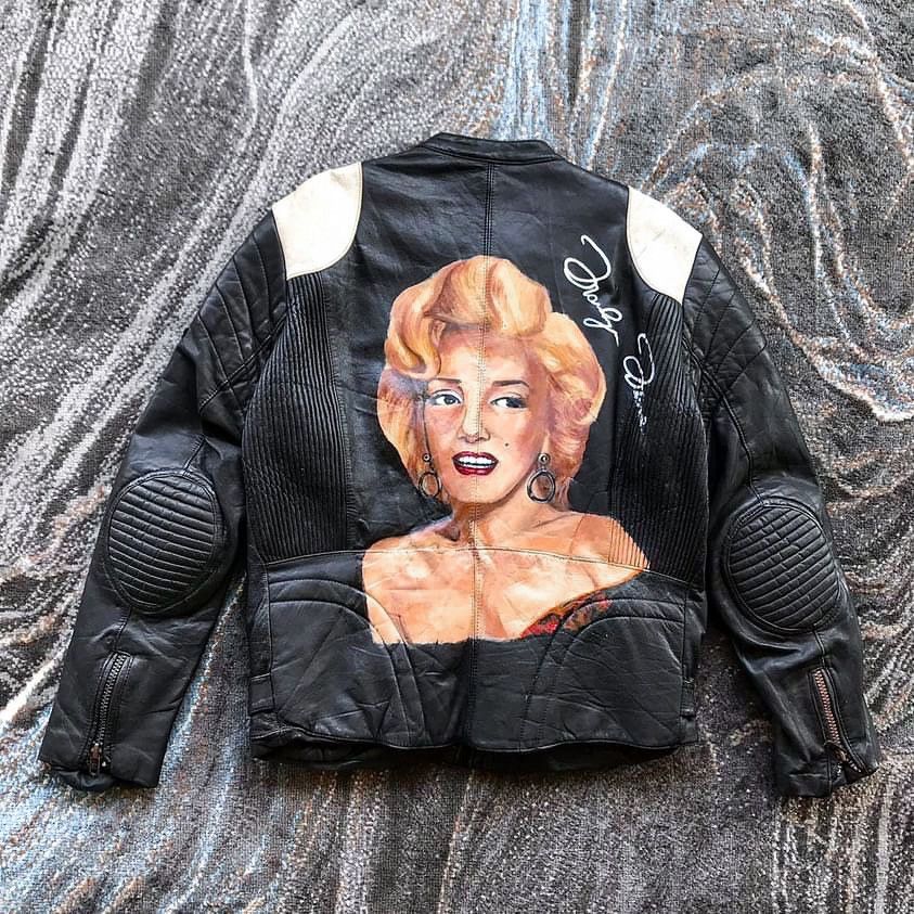 image of Archival Clothing x Leather Jacket Vintage Echtes Leder Marlyn Monroe Leather Jacket in Black (Size