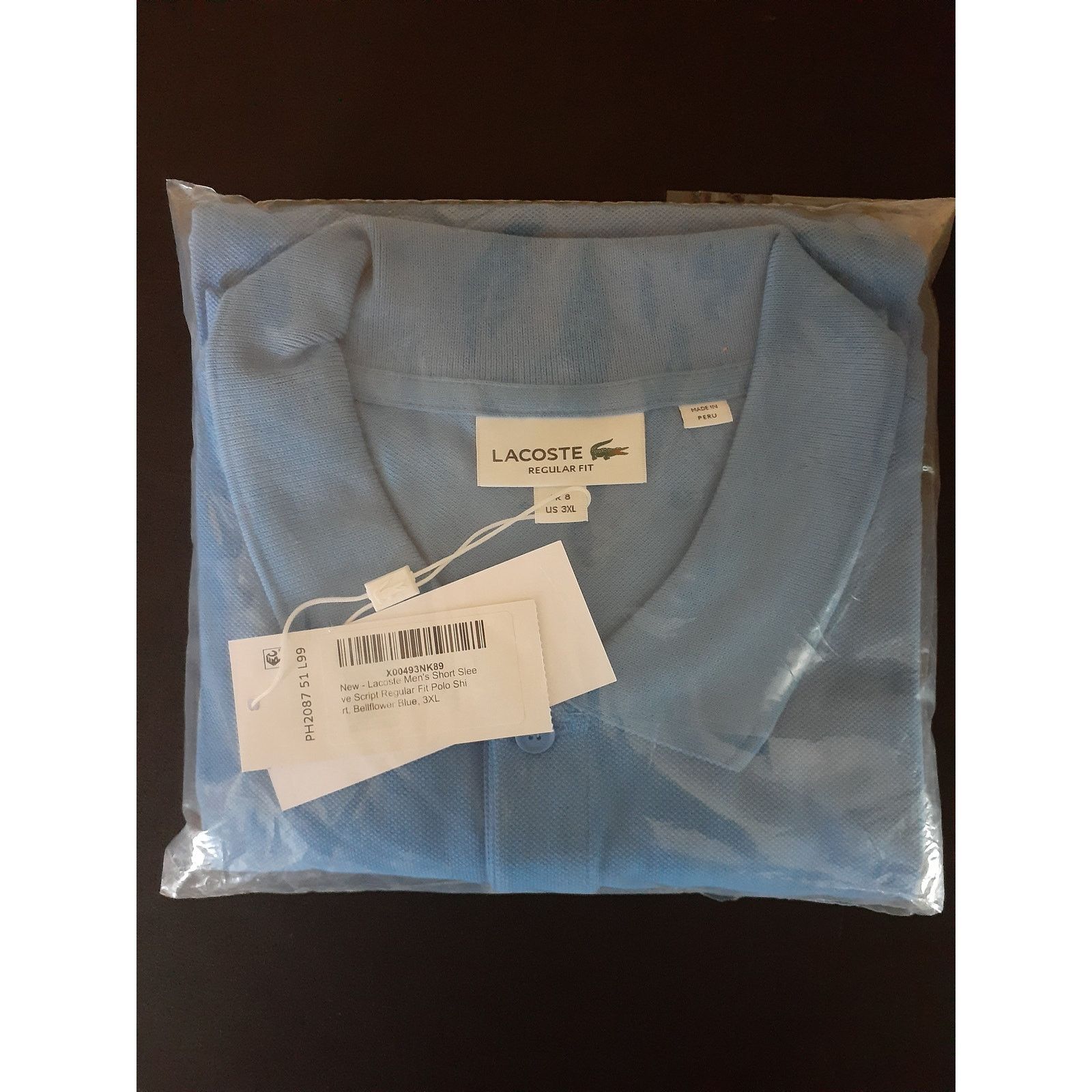 Lacoste Lacoste Men's Regular Fit Signature Cotton Polo Blue 3XL Size US XXL / EU 58 / 5 - 2 Thumbnail