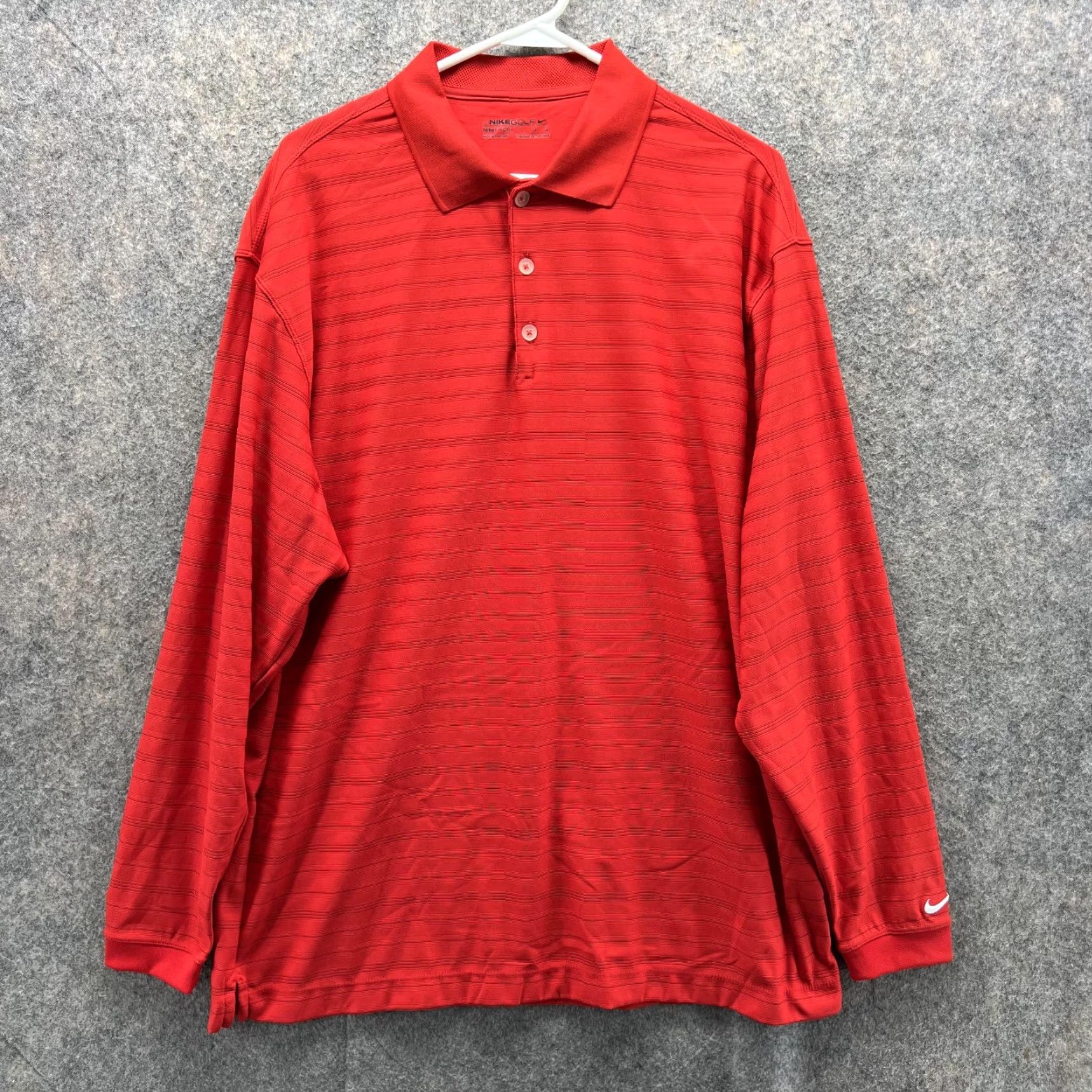 Nike VINTAGE Nike Polo Shirt Men Large Adult Red Dri-Fit Polyester Golf Long Sleeve Shirt Size US L / EU 52-54 / 3 - 2 Thumbnail