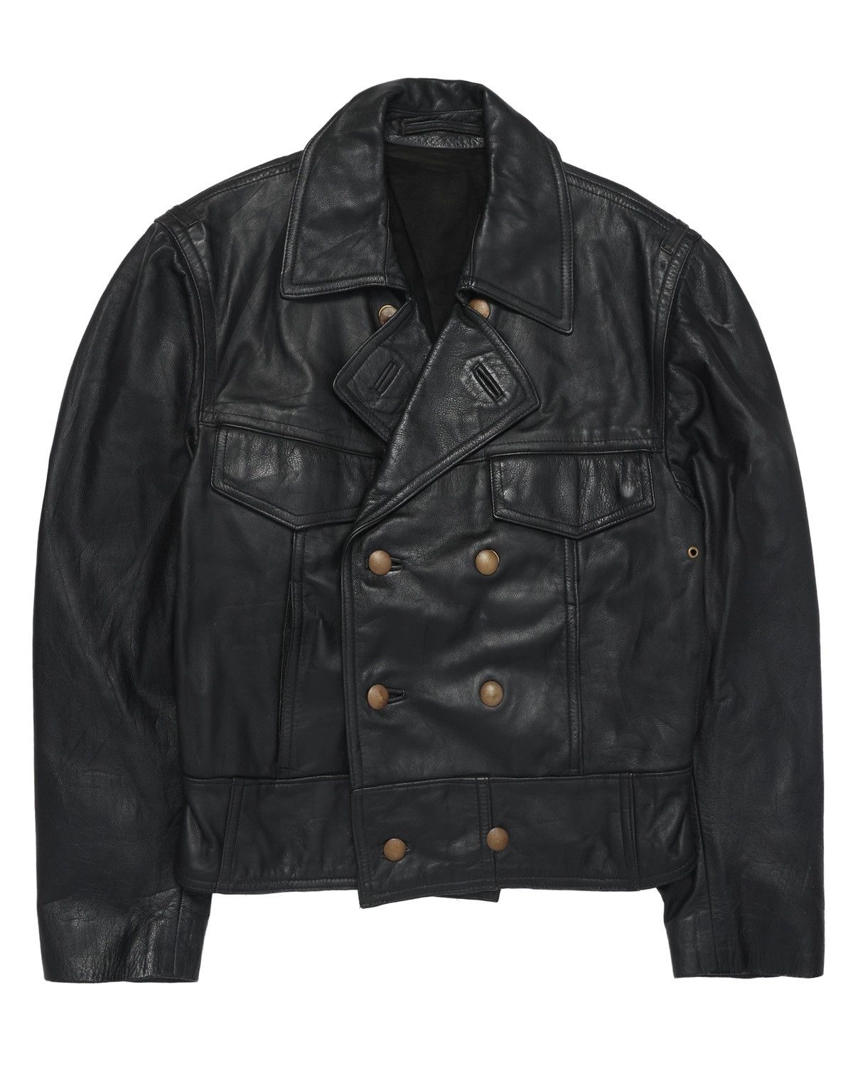 Vintage Vintage German Leather Double Breasted Jacket Münster Size US M / EU 48-50 / 2 - 1 Thumbnail