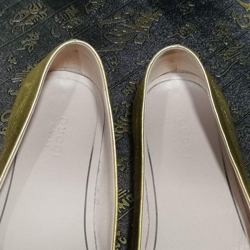 Gucci Gucci Gold Flats with Signature Green-Red Stripe - Size US 7.5 / EU 40-41 - 7 Thumbnail