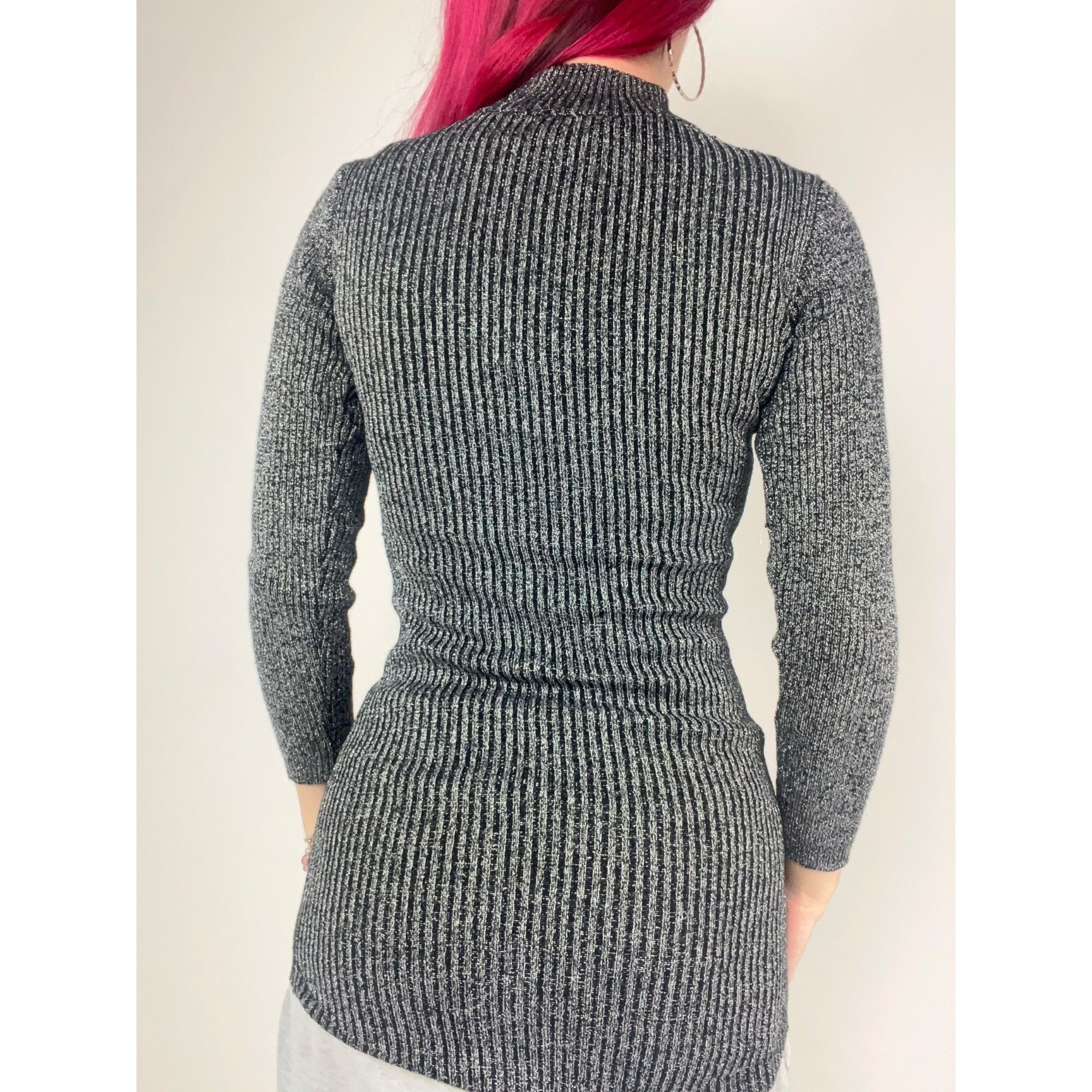 Other Silver Shiny Glittery Turtleneck Sweater Size S / US 4 / IT 40 - 3 Thumbnail