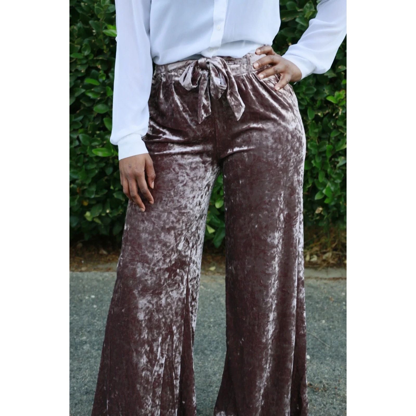 & Other Stories Out from under Velvet Y2K wide leg P Medium A003276 Size 28" / US 6 / IT 42 - 1 Thumbnail
