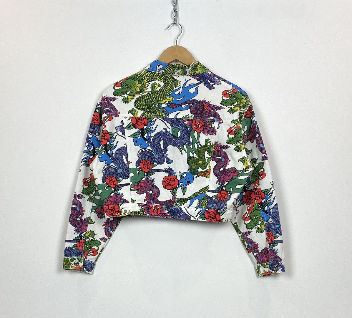 Other Jaded London Cropped Oversized Denim Jacket In Dragon Print Size S / US 4 / IT 40 - 8 Thumbnail