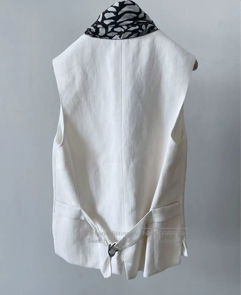 Brunello Cucinelli Brunello Cucinelli White linen blend beaded vest (with sca Size S / US 4 / IT 40 - 2 Thumbnail