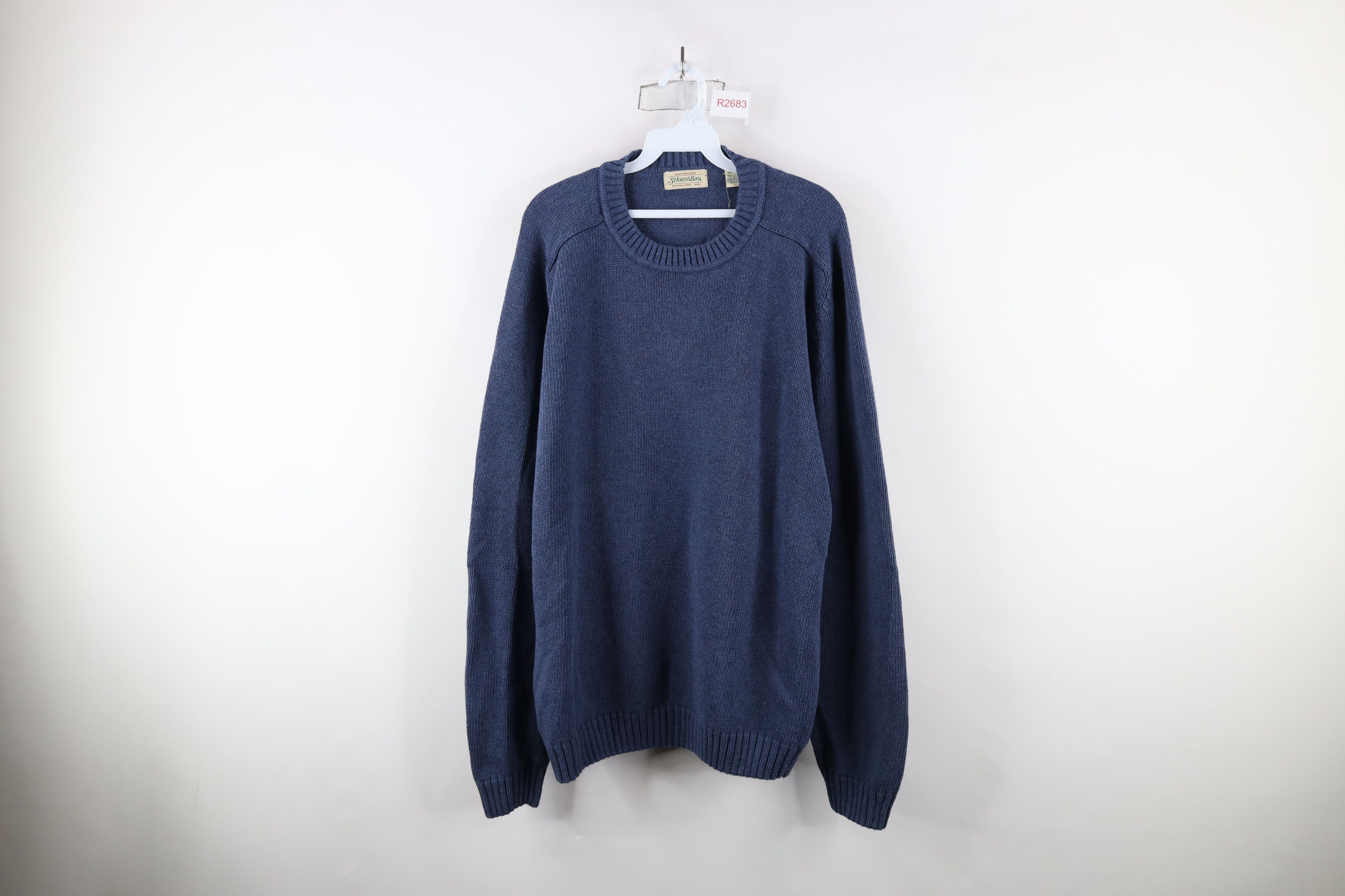 Vintage Vintage 90s Streetwear Cotton Knit Crewneck Sweater Blue Size US XL / EU 56 / 4 - 1 Thumbnail