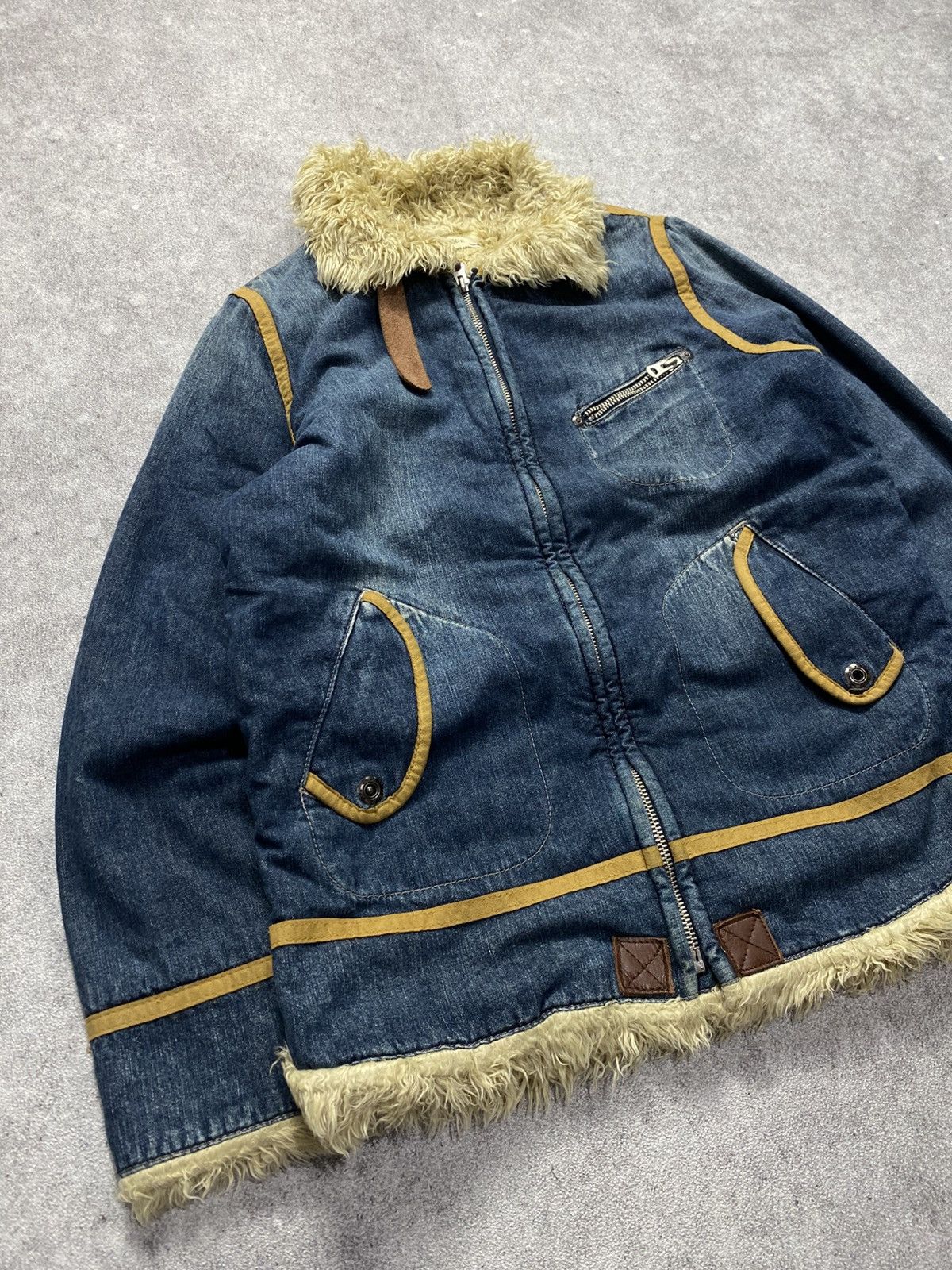 Japanese Brand 2000s Ant Gauge Fur denim jacket Size US M / EU 48-50 / 2 - 2 Thumbnail