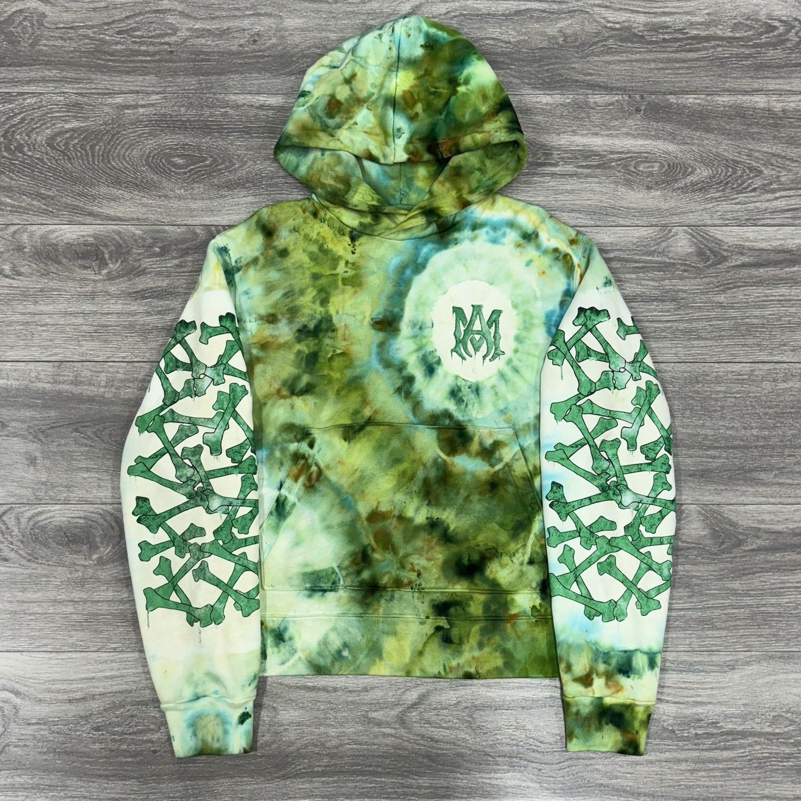 Amiri Tie Dye Bones Hoodie ' Green ' GREAT CONDITION!