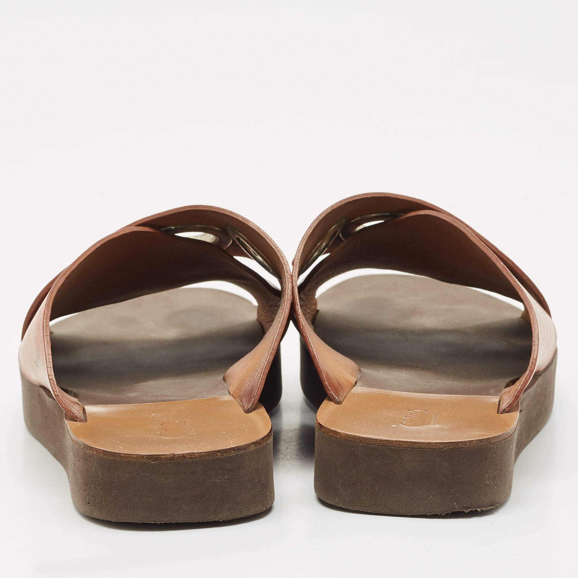 Chloe Chloe Orange Leather Ring Flat Sandal Size 37 Size US 7 / IT 37 - 4 Thumbnail