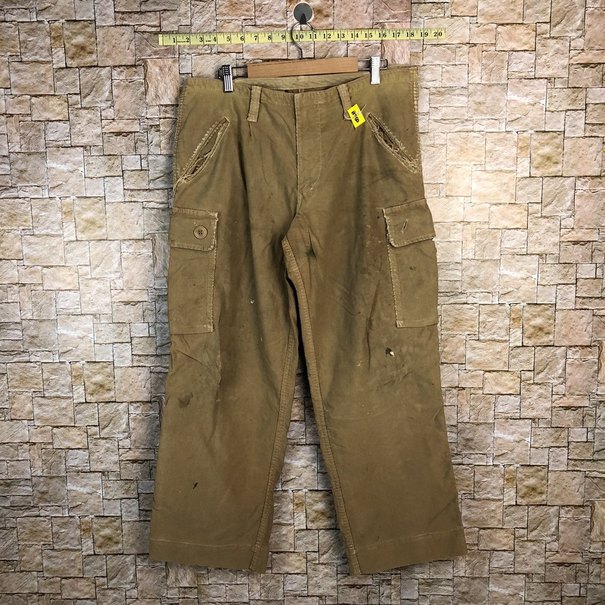 HOLLYWOOD RANCH MARKET D HRM Hollywood Ranch Market Brown ripped cargo Pants #A350 Size US 32 / EU 48 - 1 Thumbnail