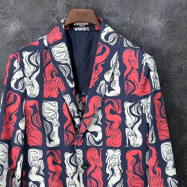 Kenzo KENZO Mermaid print suit made of 52% wool and 48% cotton Size 46L - 3 Thumbnail