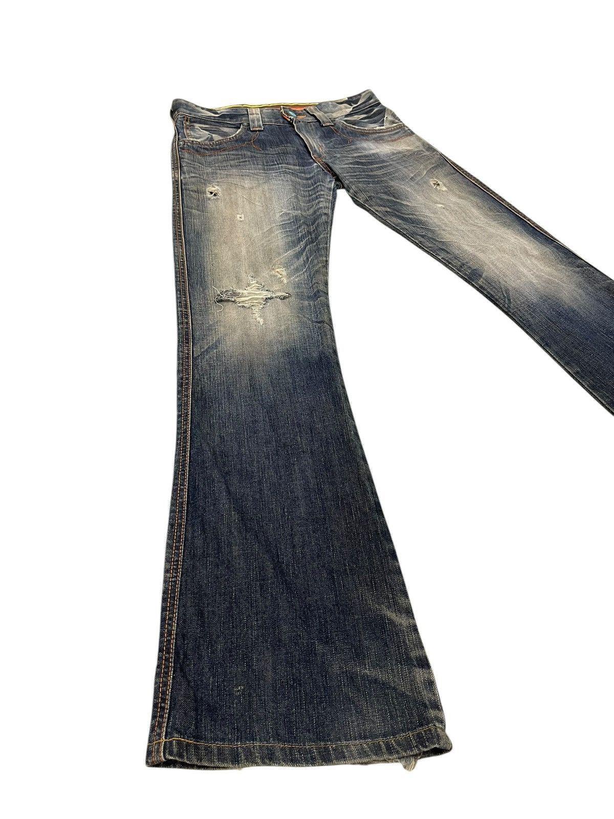 Edwin Flare Jeans Edwin Japan Faded Distress Boot Cut 7🟦 Size US 31 - 1 Thumbnail